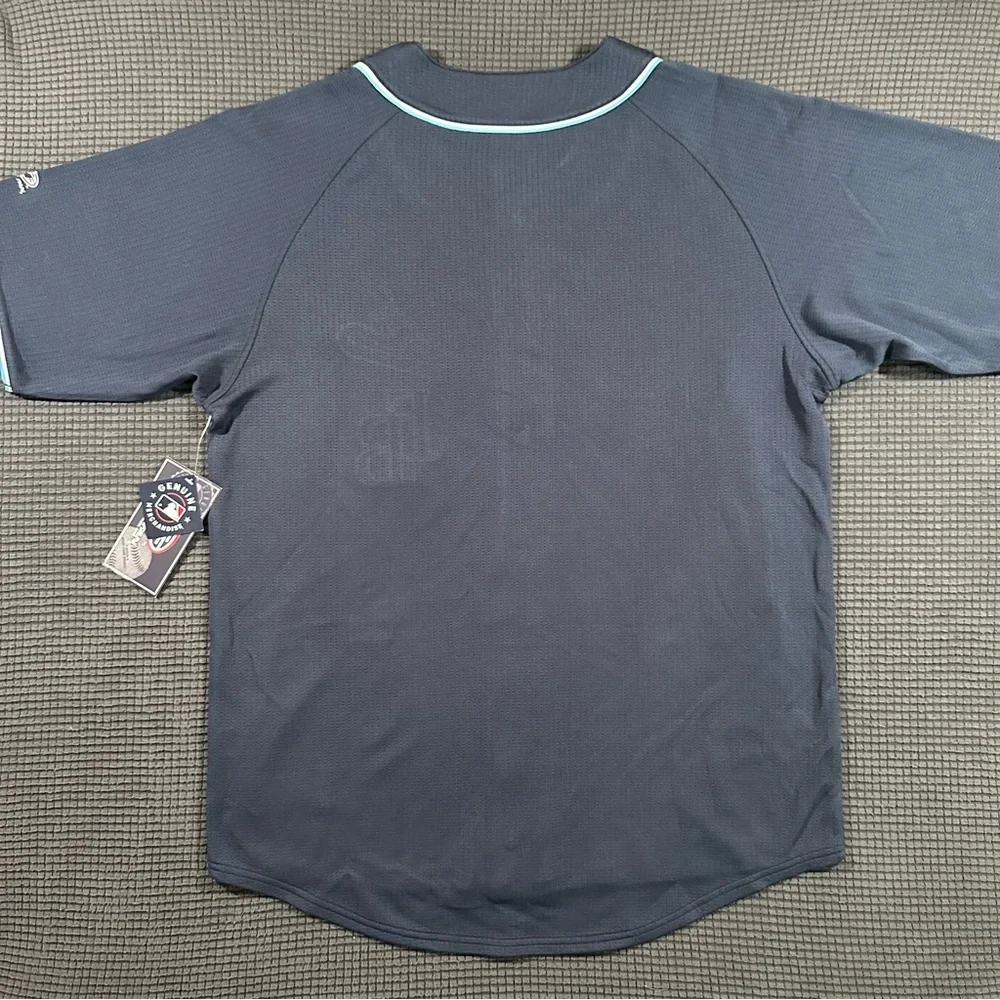 Tampa Bay Rays TB True Fan Navy Blue MLB Button Front Jersey Large - Picture 6 of 7